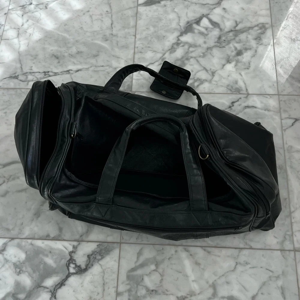 Vintage NRA Faux Leather Large Black Duffle Bag